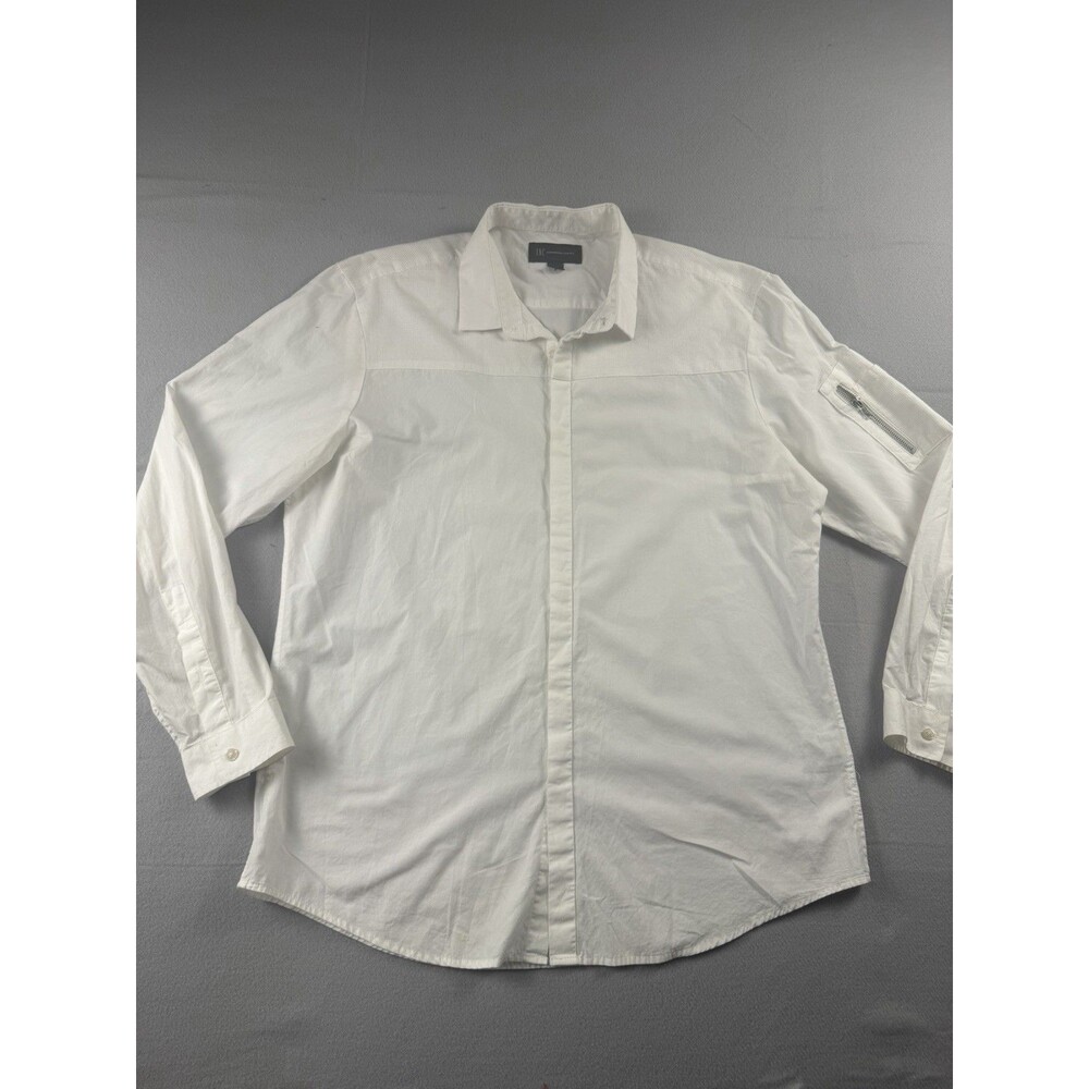INC International Concepts Men's White Cotton Button-Up Shirt XL